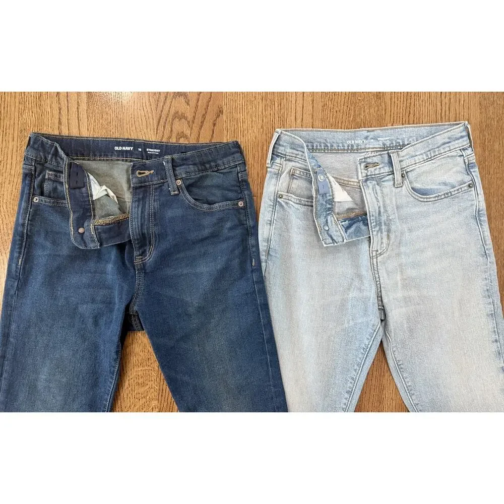 Old Navy Boys Size 16 Dark, Light Wash Straight-Leg Built-In Flex Jeans 2 pairs